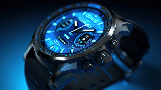 优雅的蓝色智能手表的 3d 模型
