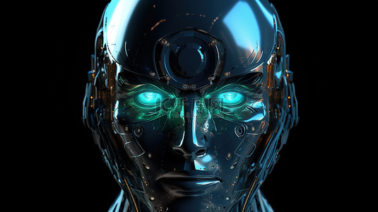 人脸识别logo背景图片_虚拟显示眼睛 3d 渲染的机器人脸
