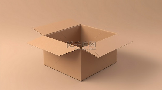 3d 渲染中的空棕色纸盒
