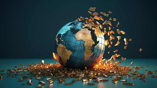 经济贸易背景图片_全球经济动荡描绘了危机中的世界 3d 渲染