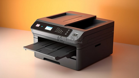 打印机办公室背景图片_专业办公多功能打印机和扫描仪的 3D 插图