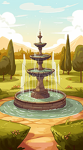 公园喷泉背景