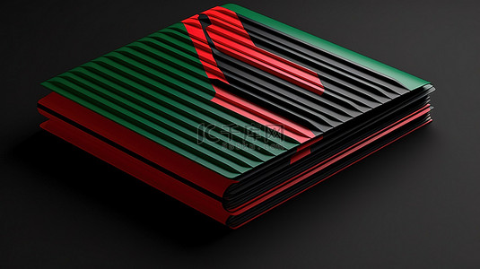 黑色红色和绿色色调的等距笔记本