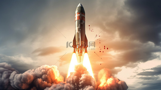 军用背景图片_带弹头和核武器的军用火箭的 3d 插图