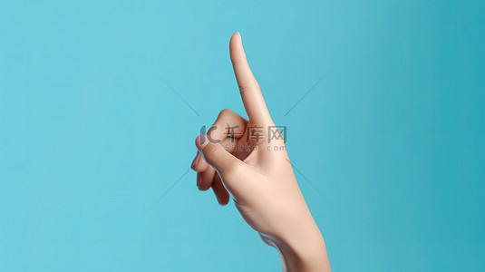 OK手势背景图片_3d 中的女性手在蓝色背景下显示 ok 手势