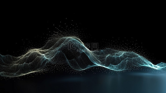 波點背景图片_抽象科学波网格背景 3d 渲染与技术粒子