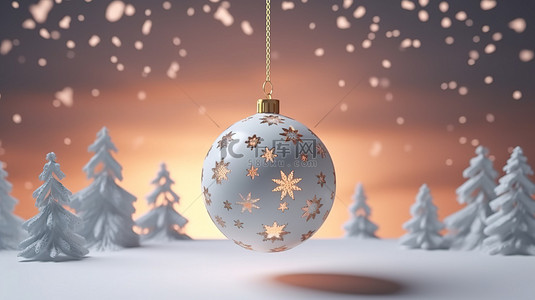 闪闪发光的光球星星雪云的节日背景圣诞装饰 3D 插图