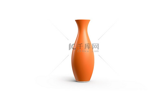 精致的橙色花瓶通过 3D 渲染风格增强您的插花效果