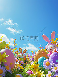 图片兔子背景图片_生动的复活节游行图片