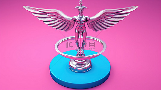 蓝色背景 3d 渲染医学图像上双色调的粉红色杖刻度符号