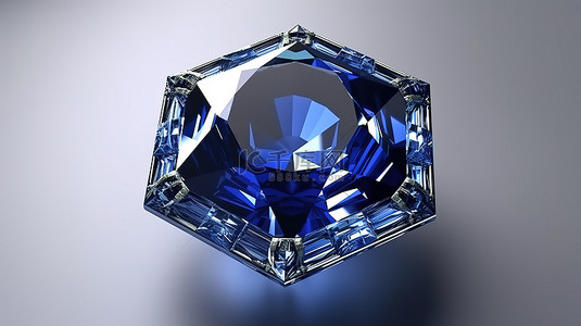 3d 渲染中的八角形蓝色蓝宝石宝石