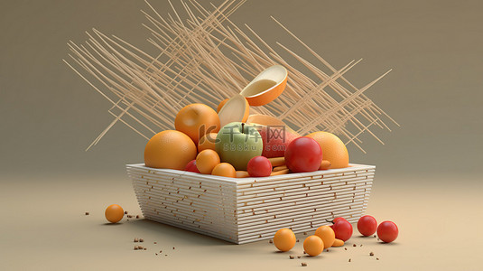 简约甜蜜背景图片_几何排列的简约美食的精致 3D 渲染