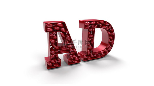 红色复古灯泡字母在孤立的白色 3D 渲染中阐明了想法