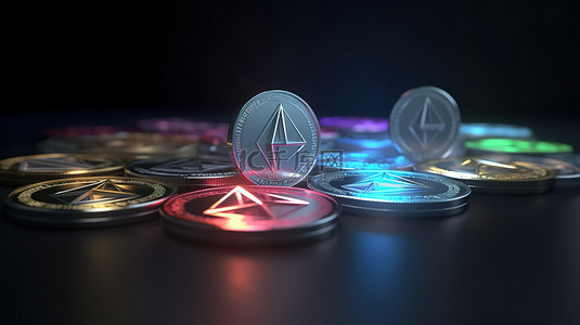 3D 渲染加密货币集中的数字货币资产领导者以太币