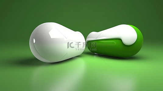 对话框聊天框背景图片_绿色和白色配色方案中聊天气泡的 3D 插图