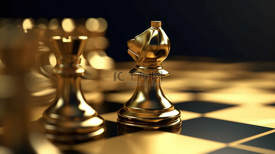 3d 中的金棋子领导者在棋盘上的移动