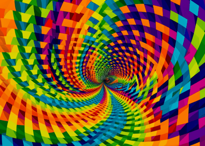 彩色几何方块旋涡艺术背景