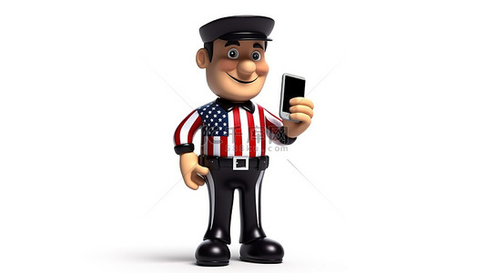 手机点击背景图片_用手机吹口哨并点击美国裁判的有趣 3D 艺术表现