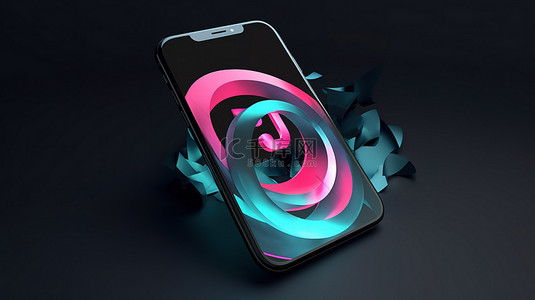 Tiktok 应用程序的时尚 3D 标志设计