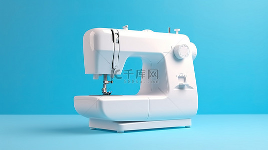 3d 创建的白色蓝色背景的现代缝纫机