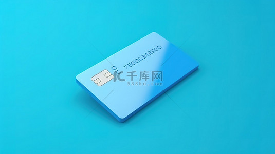 彩色背景上孤立蓝色信用卡设计的 3d 插图