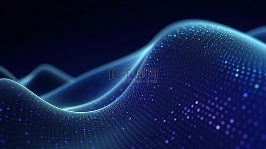 科技设计感背景图片_带有虚线图案 3d 渲染的抽象蓝波科技背景