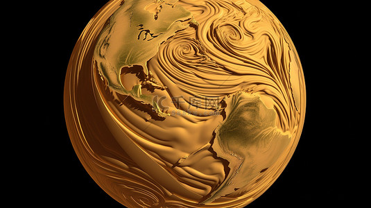用旋转轨道和旋转呈现的 3d 金色地球