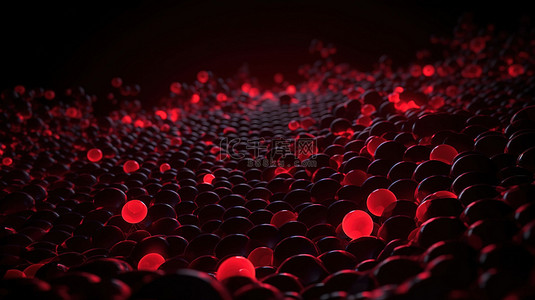 商业红背景图片_3D 渲染中的抽象技术或科学背景红点运动