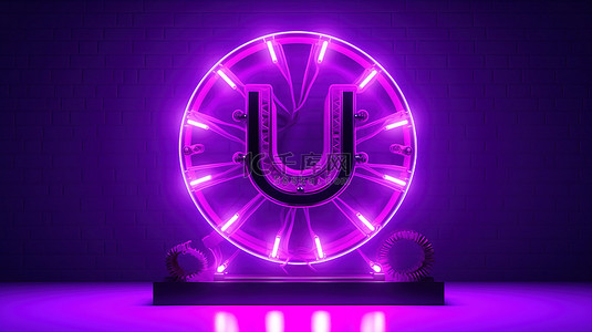紫色霓虹背景背景图片_紫色情人节背景 3d 渲染上的霓虹灯爱情标志