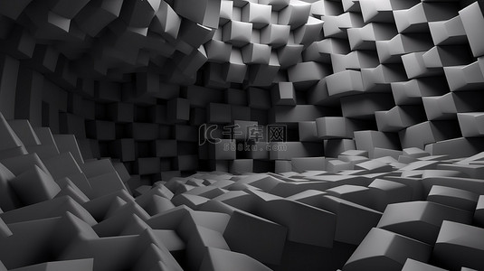 几何背景名片背景图片_名片网站横幅灰色几何抽象背景 3D 渲染