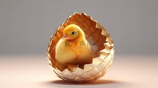 鸡从壳中孵化的 3D 概念设计