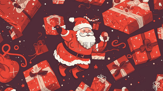 圣诞树雪花的背景图片_圣诞节白色礼物红色老人精美雪花