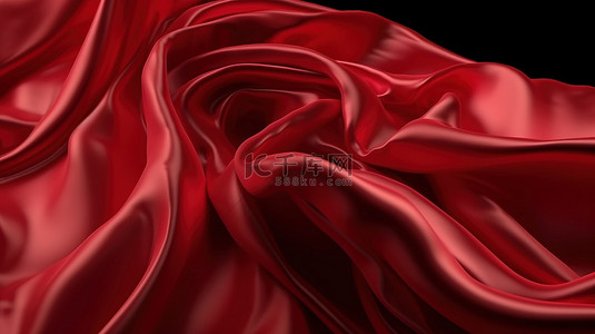 运动中的红色丝绸无缝 3d 渲染