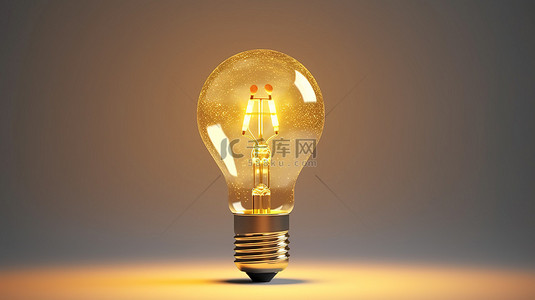 光芒四射的金色灯泡是 3d 的绝妙主意