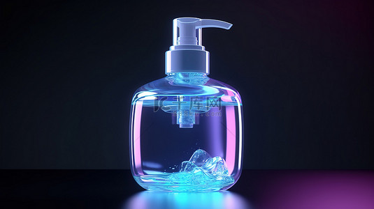 消毒水背景图片_洗手液瓶图标 消毒溶液容器的 3D 渲染插图