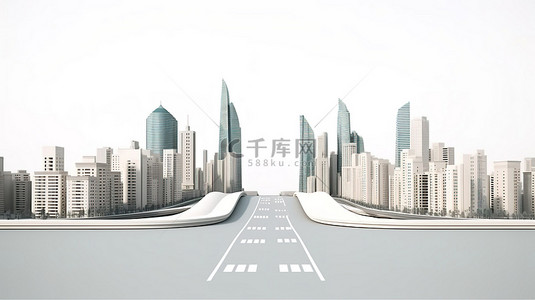 抽象广告背景背景图片_3D 插图中的城市道路广告概念