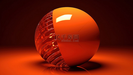 球体线条背景图片_未来派橙色球体由无数圆圈组成的抽象 3D 模型