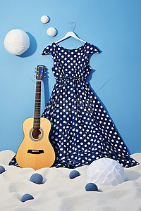 球衣服背景图片_衣服吉他沙滩裙和其他物品