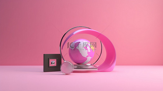 浏览背景图片_Web 浏览器界面的粉红色背景 3D 渲染