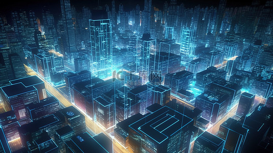 未来派全息运动图形中的智能城市概念