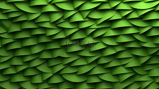 几何绿色织物背景的插图 3D 渲染