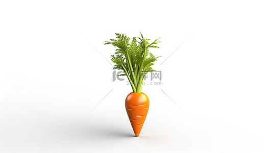 水果简约白色背景图片_白色背景上卡通胡萝卜的简约而明亮的 3D 渲染