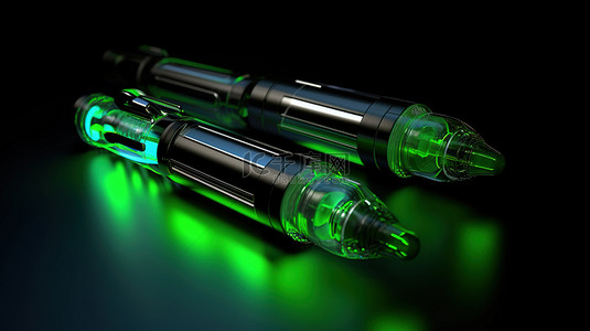 熒光筆背景图片_黑色和绿色 3d 等距荧光笔