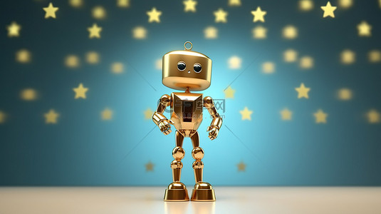 卡通冠军杯背景图片_屡获殊荣的 Android 机器人展示了技术 3D 渲染图像的领先地位