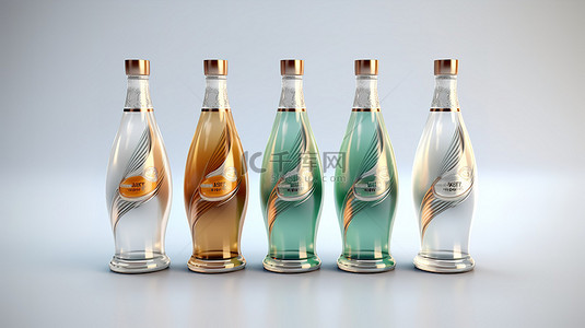 瓶装产品的 3D 渲染
