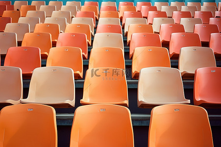 红色白色蓝色背景图片_橙色体育场椅子红色白色蓝色橙色体育场座位橙色体育场椅子橙色