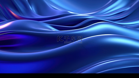 大科技数据背景图片_3d 渲染抽象背景金属波模糊滴和蓝色阴影