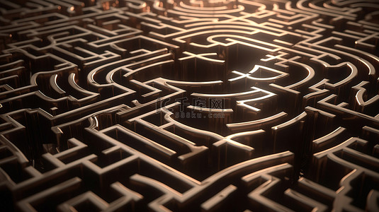ai迷宫背景图片_用于解决问题的复杂金属迷宫的概念 3D 渲染