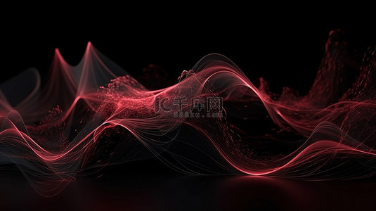 七彩色彩背景图片_平滑曲线在动态 3D 抽象背景中遇到火热粒子