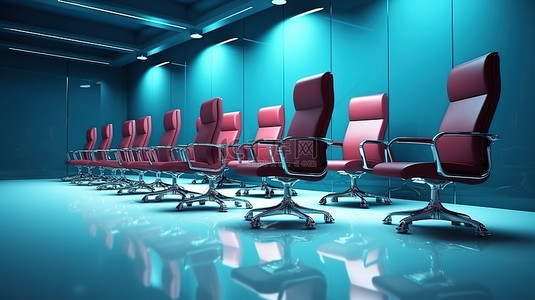 优秀员工长图背景图片_会议室背景下办公椅的 3D 渲染